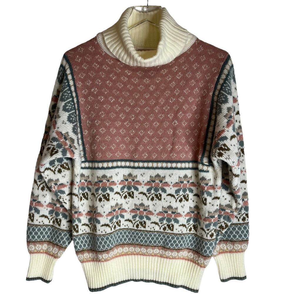 Vintage 1980's Import Workshop Womens Medium Cowl Turtleneck Sweater